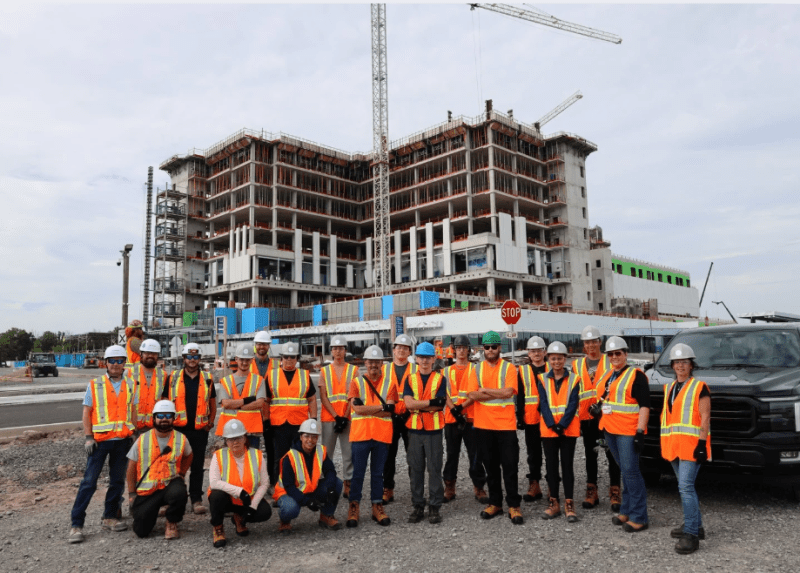 Indigenous youth tour South Niagara Hospital construction site