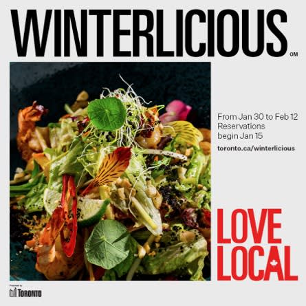 Winterlicious January 30 to February 12, 2026