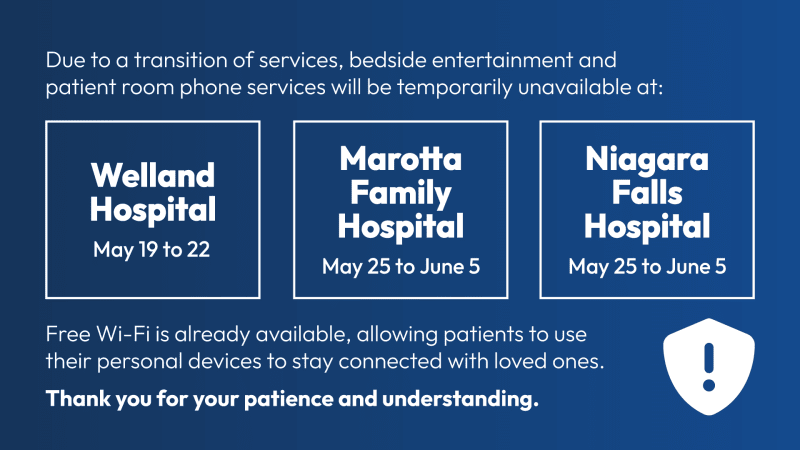 Notice: Disruption to Bedside Entertainment and In-Room Phone Services