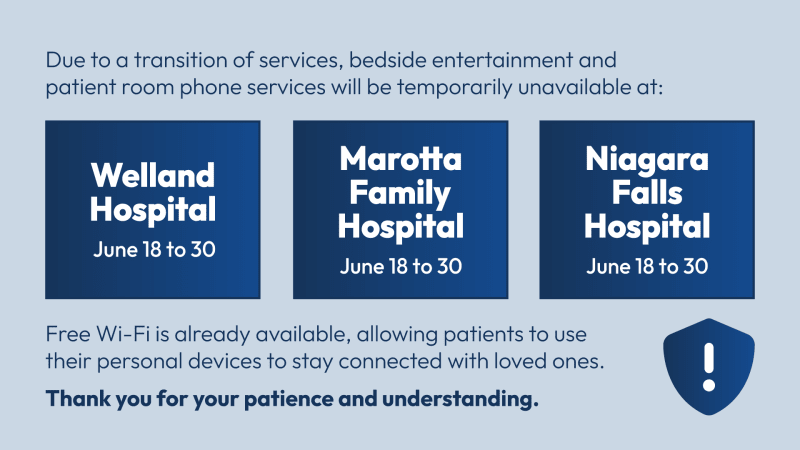 Notice: Disruption to bedside entertainment and in-room phone services