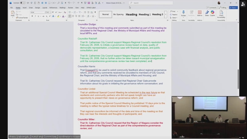 Bruce Timms speaks at St. Catharines Special Meeting of City Council