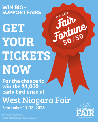 Ontario Fair Fortune 50/50 Is Here – Support the West Niagara Fair and Win Big!